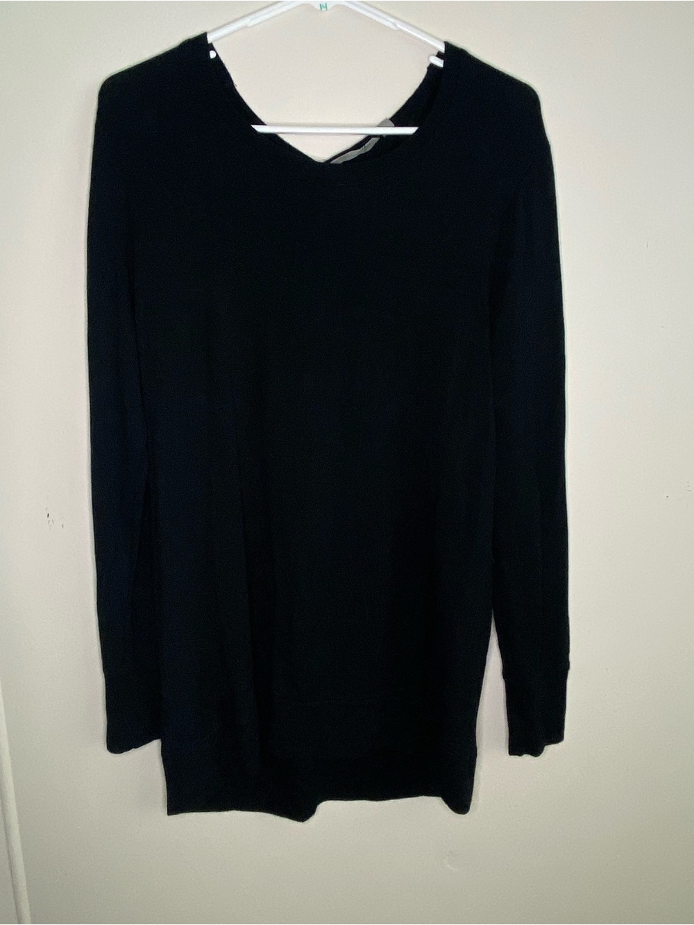 Athleta Black Crew Neck Sweater Crossover Back Oversized Fit Size Small